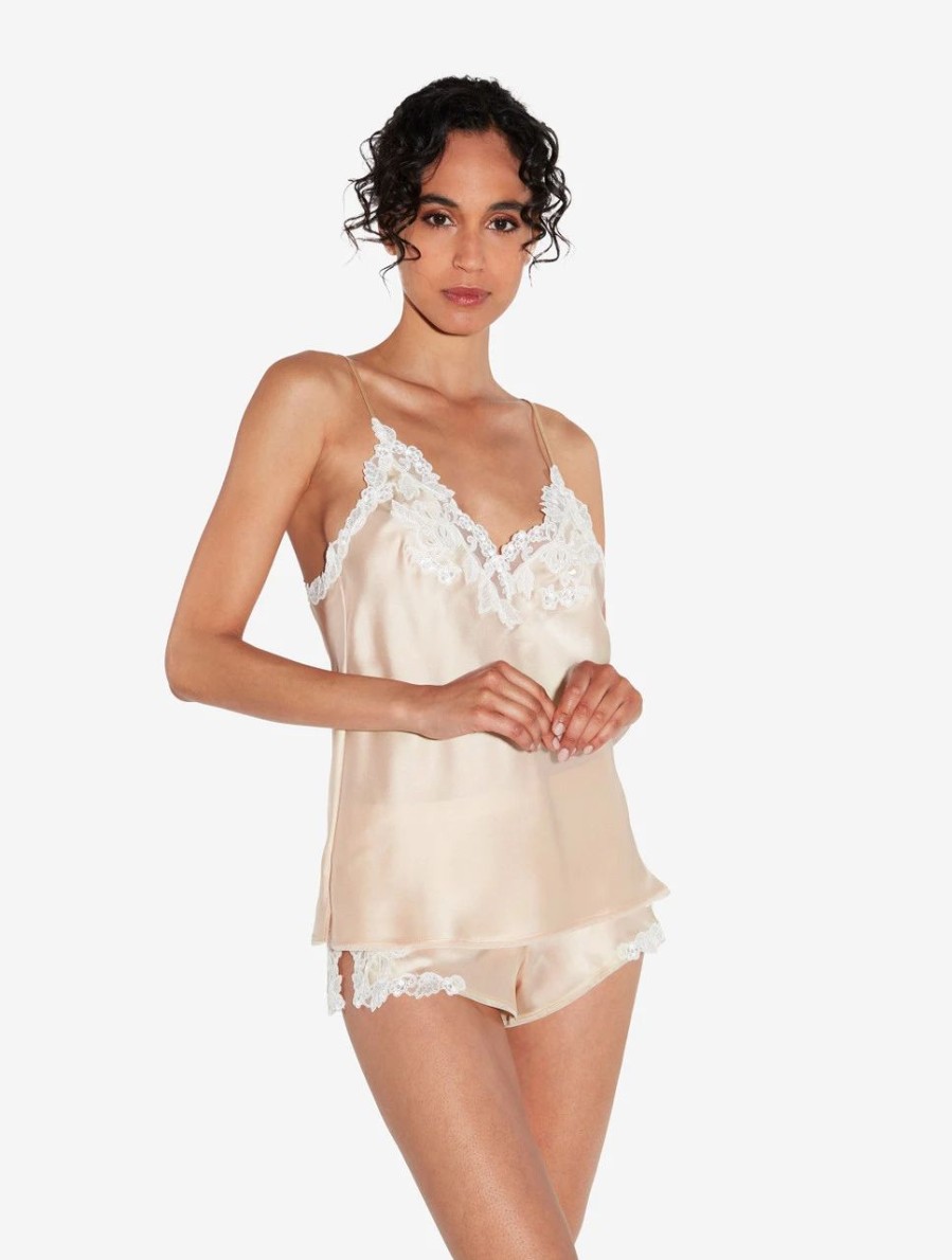 Sleepwear * | Maison Halo Silk Satin Camisole With Frastaglio