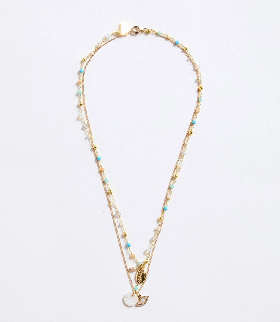 Accessories * | Karen Kane Multi Strand Beaded Charm Necklace Gold