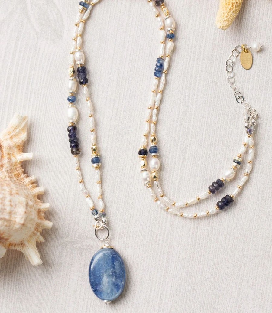 Accessories * | Karen Kane Gemstone Beaded Pendant Necklace Blue