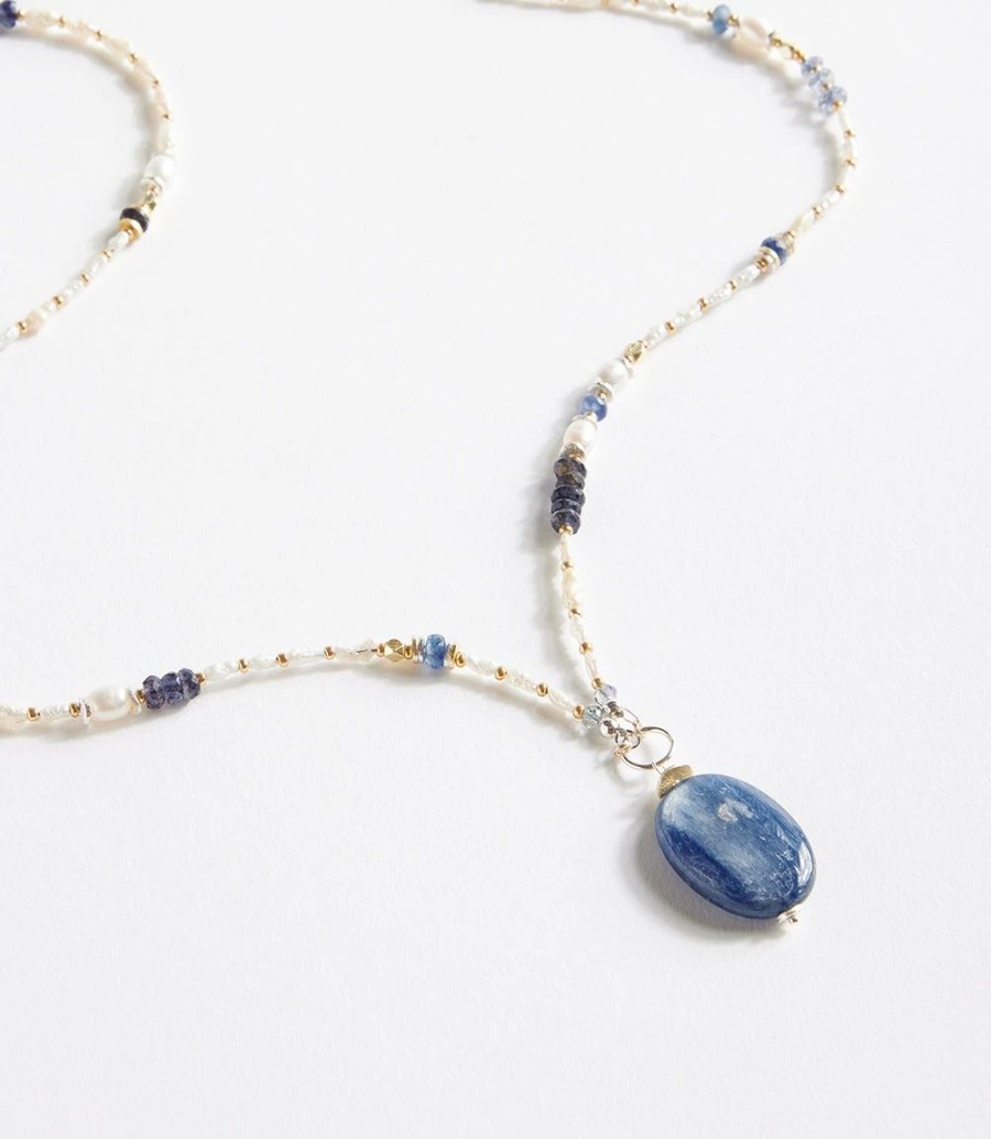 Accessories * | Karen Kane Gemstone Beaded Pendant Necklace Blue