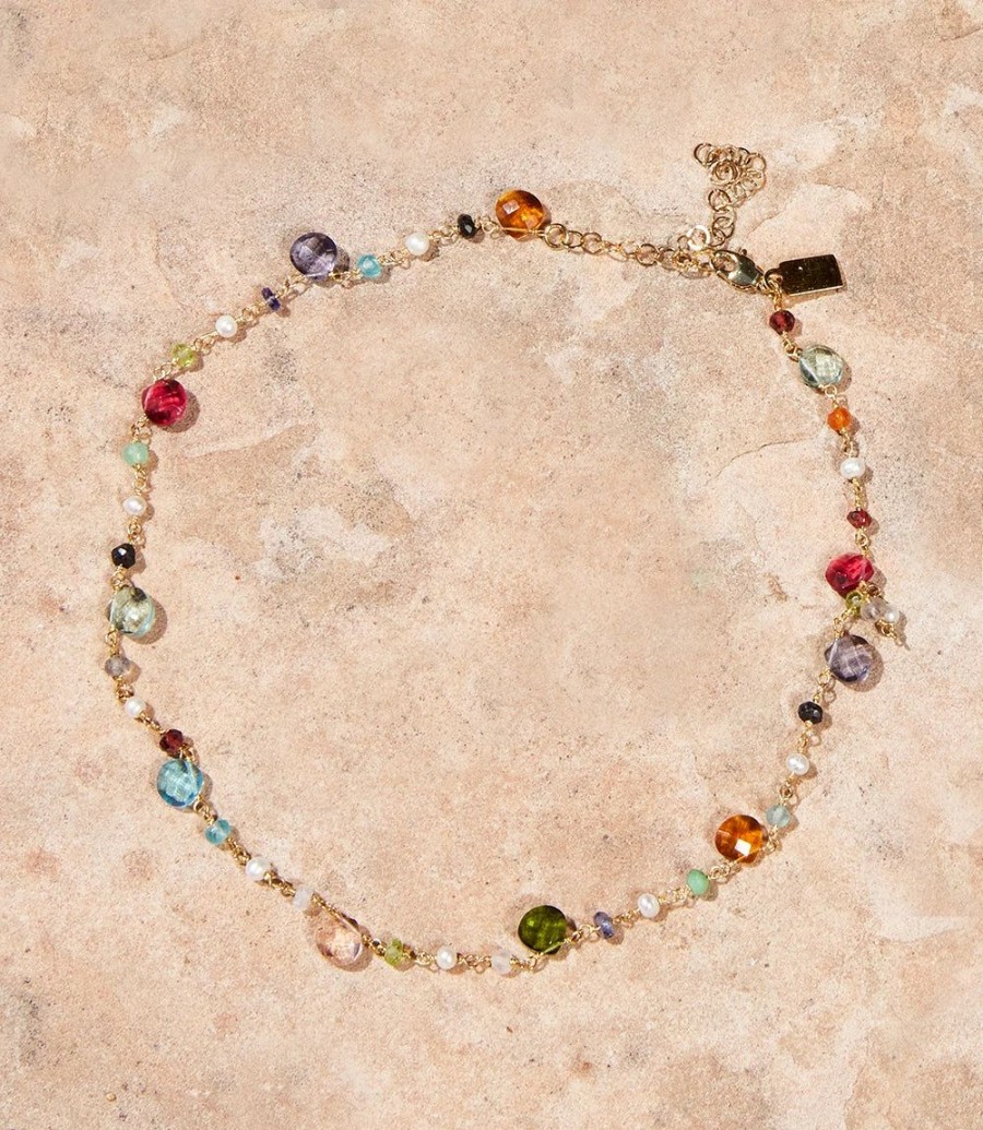 Accessories * | Karen Kane Beaded Gemstone Necklace Multi Color