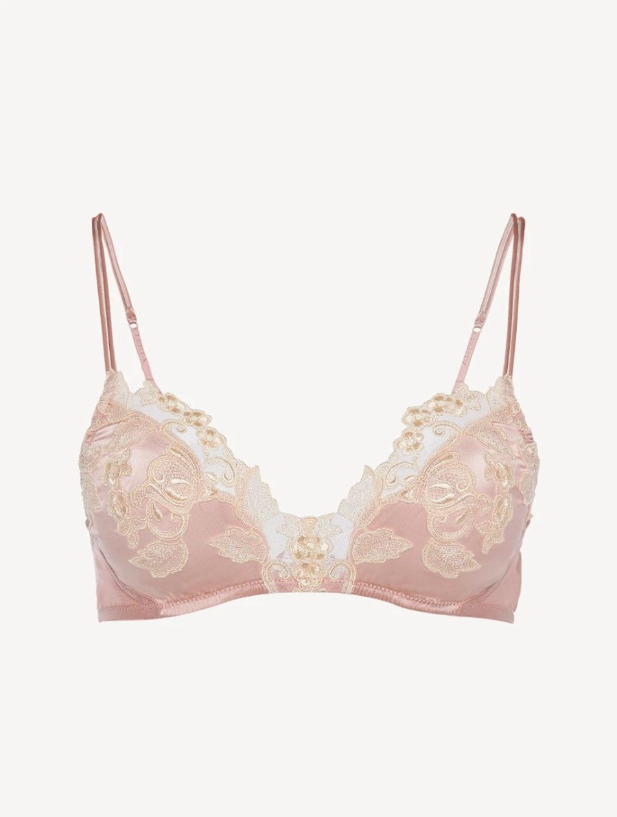 Bras * | Maison Powder Pink Silk Triangle Bra With Frastaglio