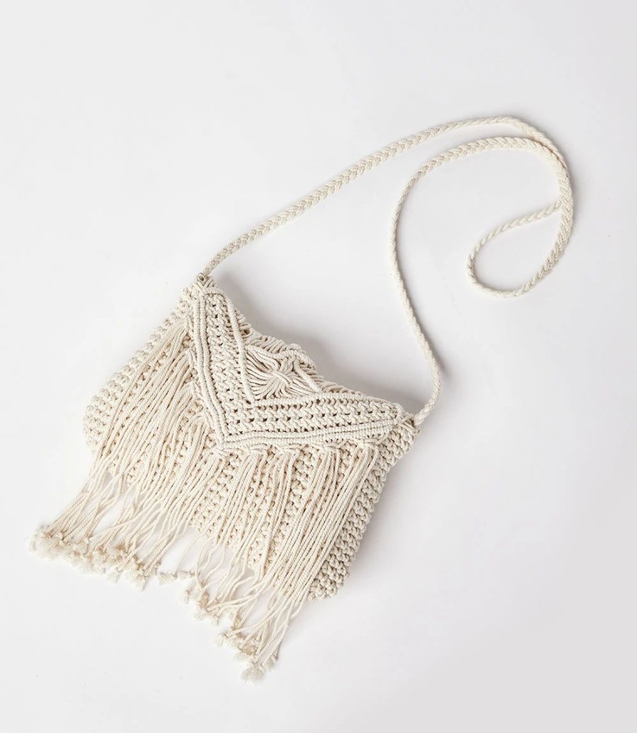 Accessories * | Karen Kane Macrame Crossbody Bag Ivory