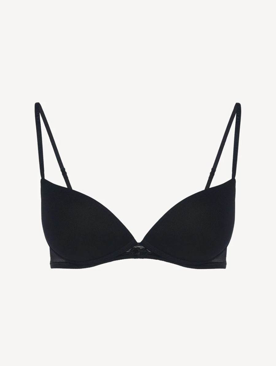 Bras * | Maison Contouring Push-Up Bra In Black Stretch Tulle