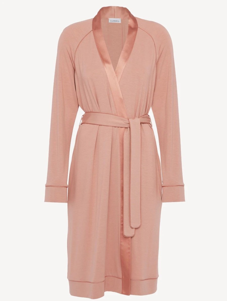 Sleepwear * | Midnight Botanica Short Robe In Blush Clay