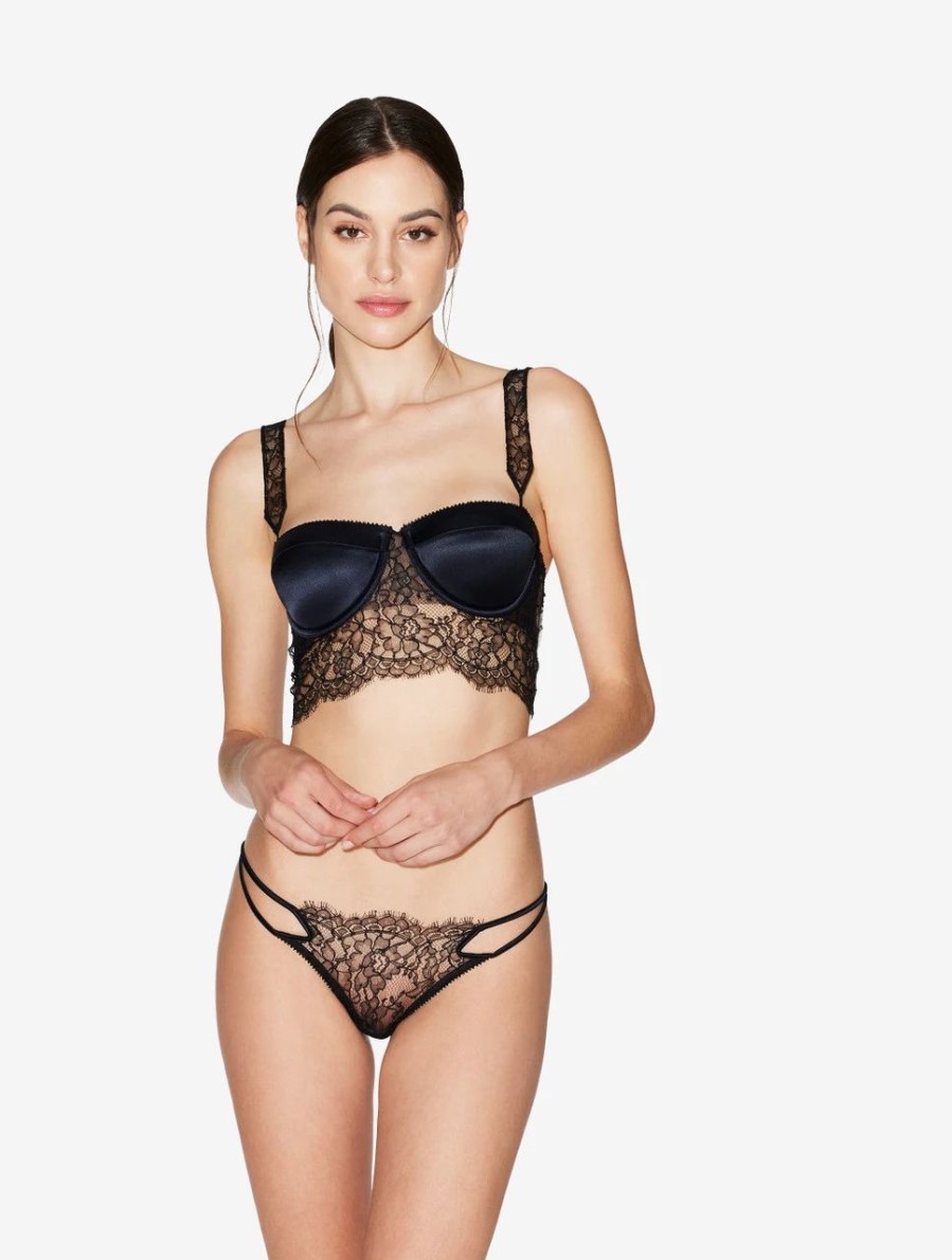 Bras * | Dreamland Padded Bralette In Black With Leavers Lace