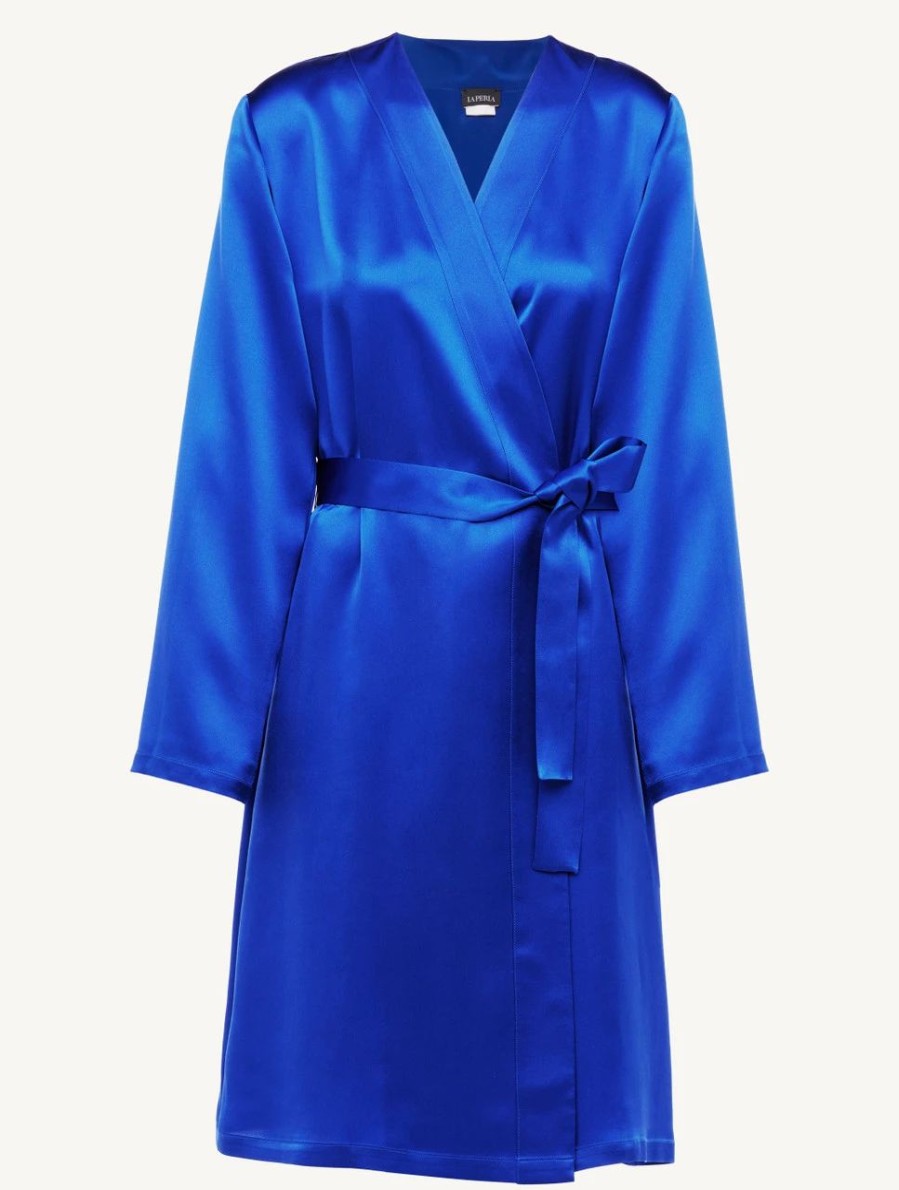 Sleepwear * | Silk Short Robe In Electric Blue