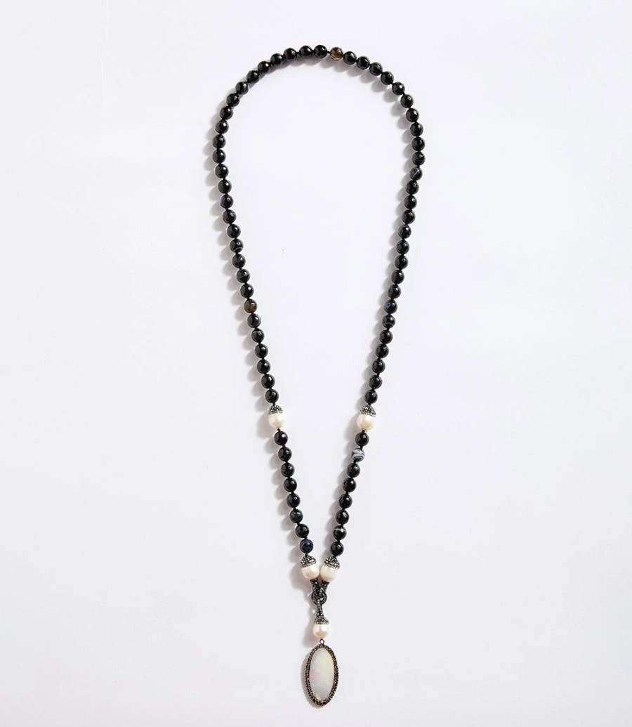 Accessories * | Karen Kane Beaded Long Mother Of Pearl Necklace Multi