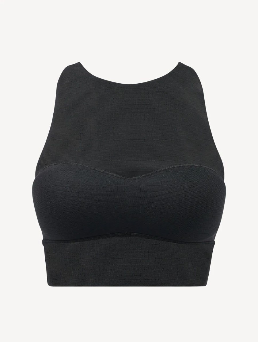 Bras * | Maison Contouring Crop Top In Black Stretch Tulle