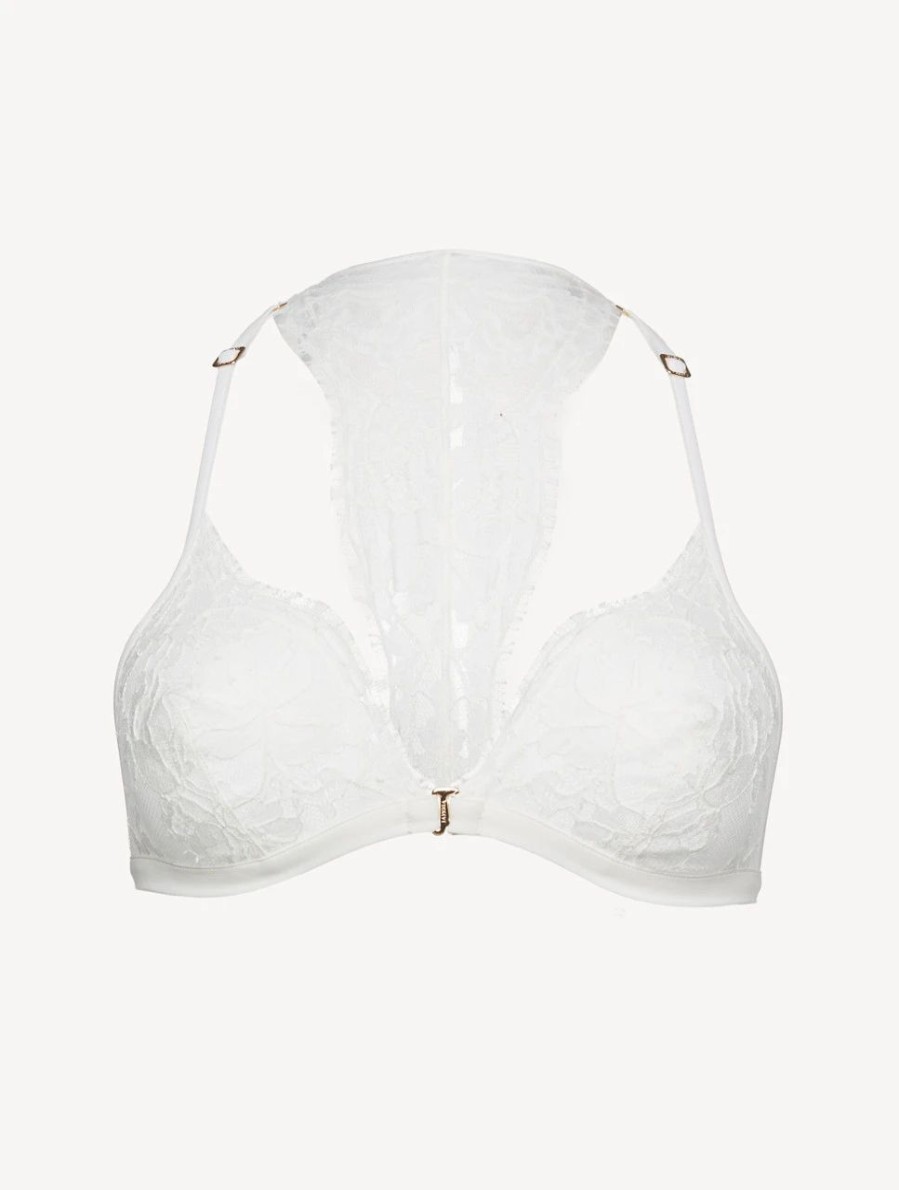 Bras * | Per Sempre Soft Triangle Bra In Off White With Cotton Leavers Lace