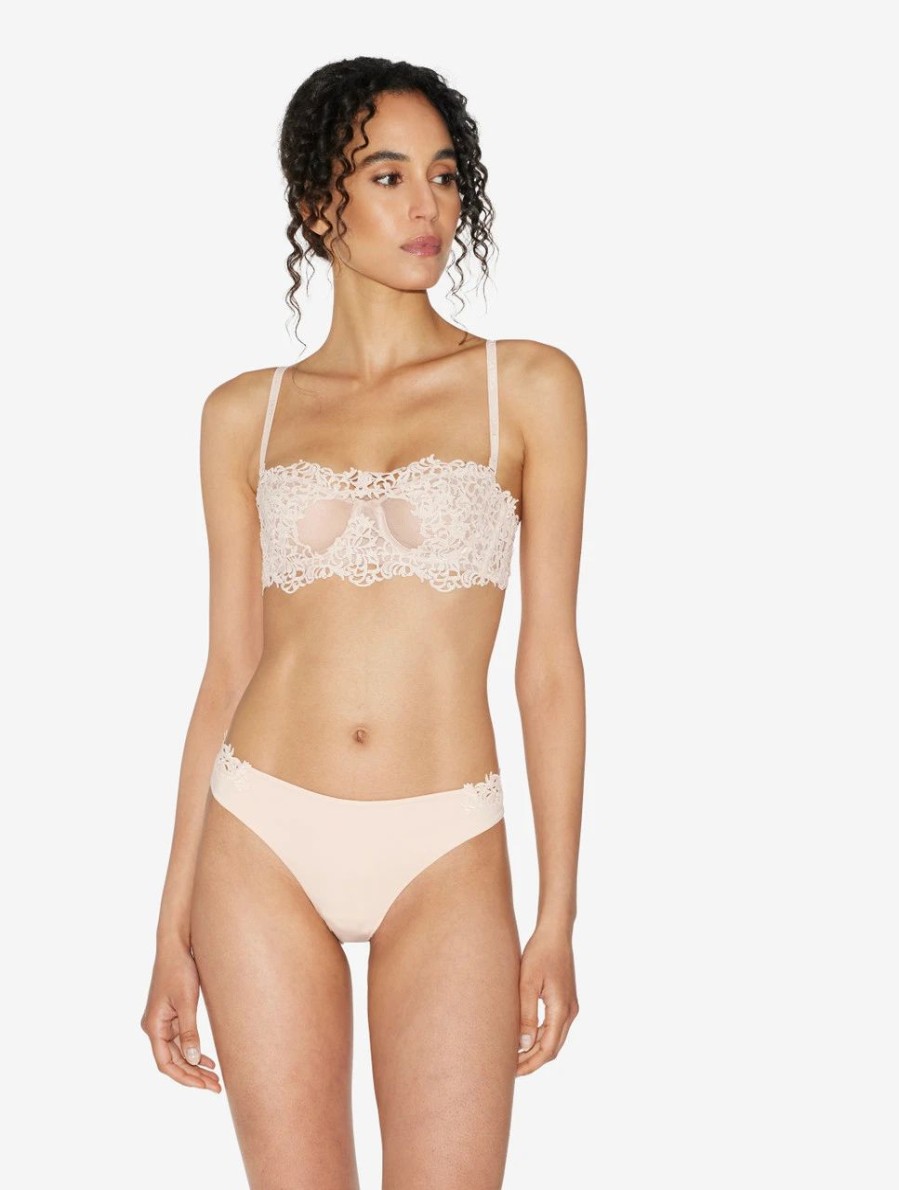 Bras * | Petit Macrame Underwired Long Line Bra In Rose Beige