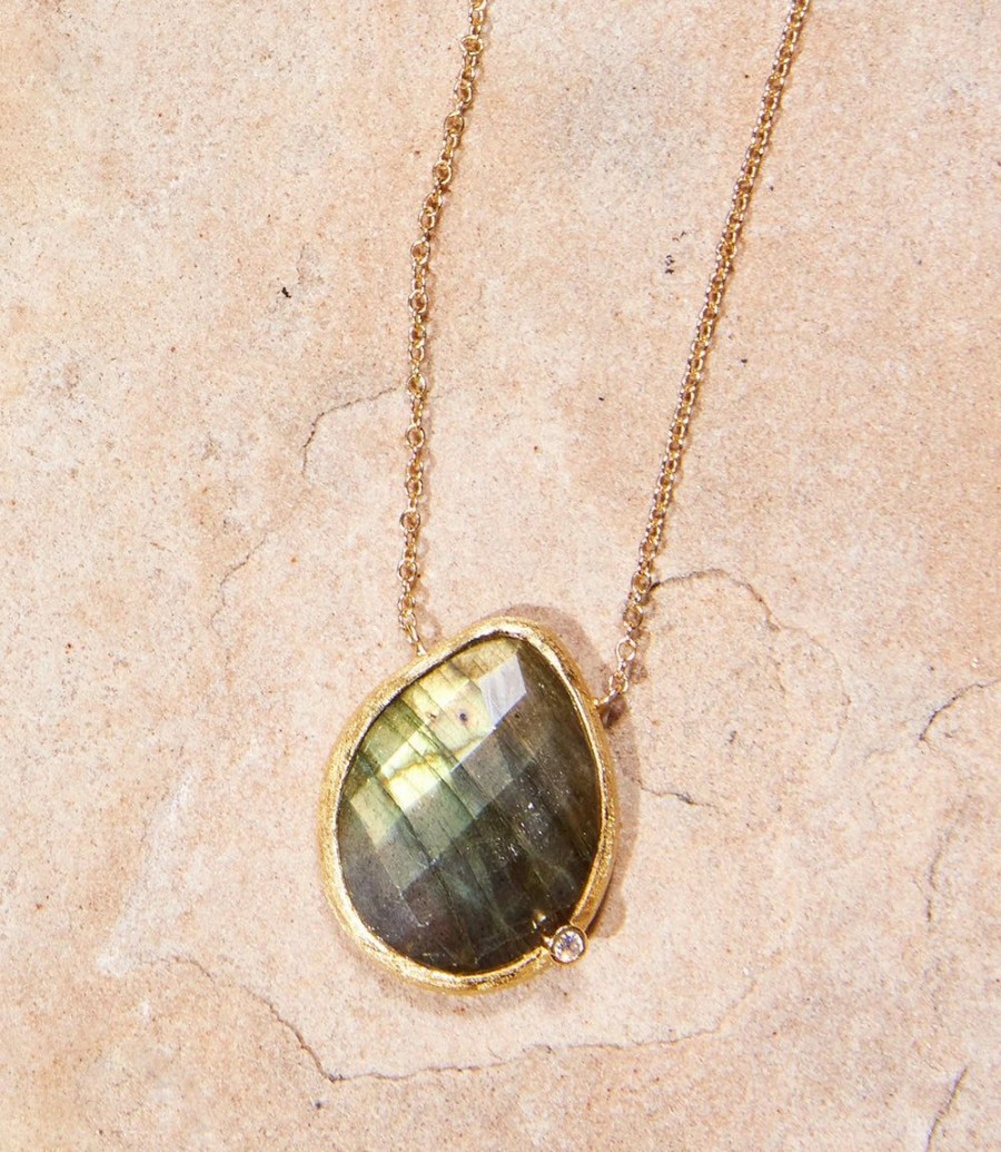 Accessories * | Karen Kane Gemstone Teardrop Necklace Labradorite