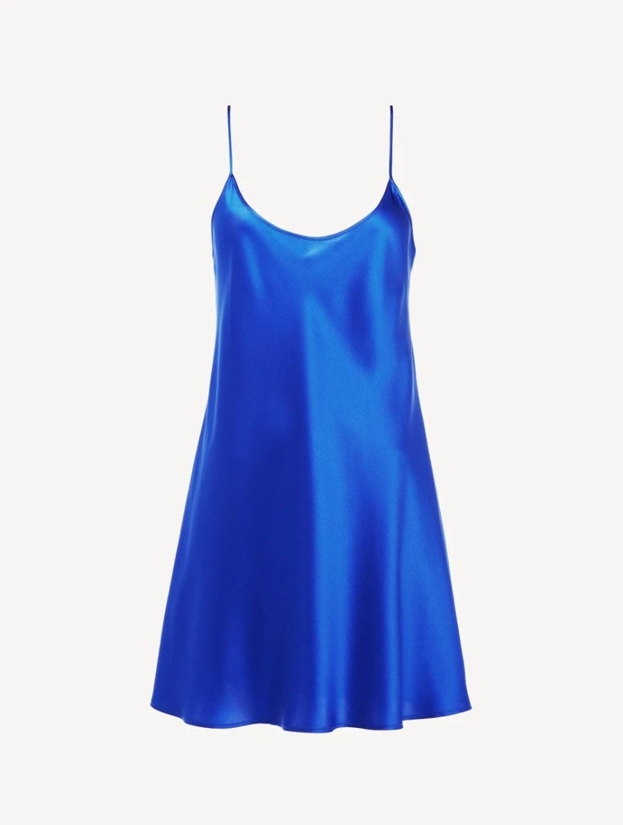 Sleepwear * | Silk Short Slip In Electric Blue