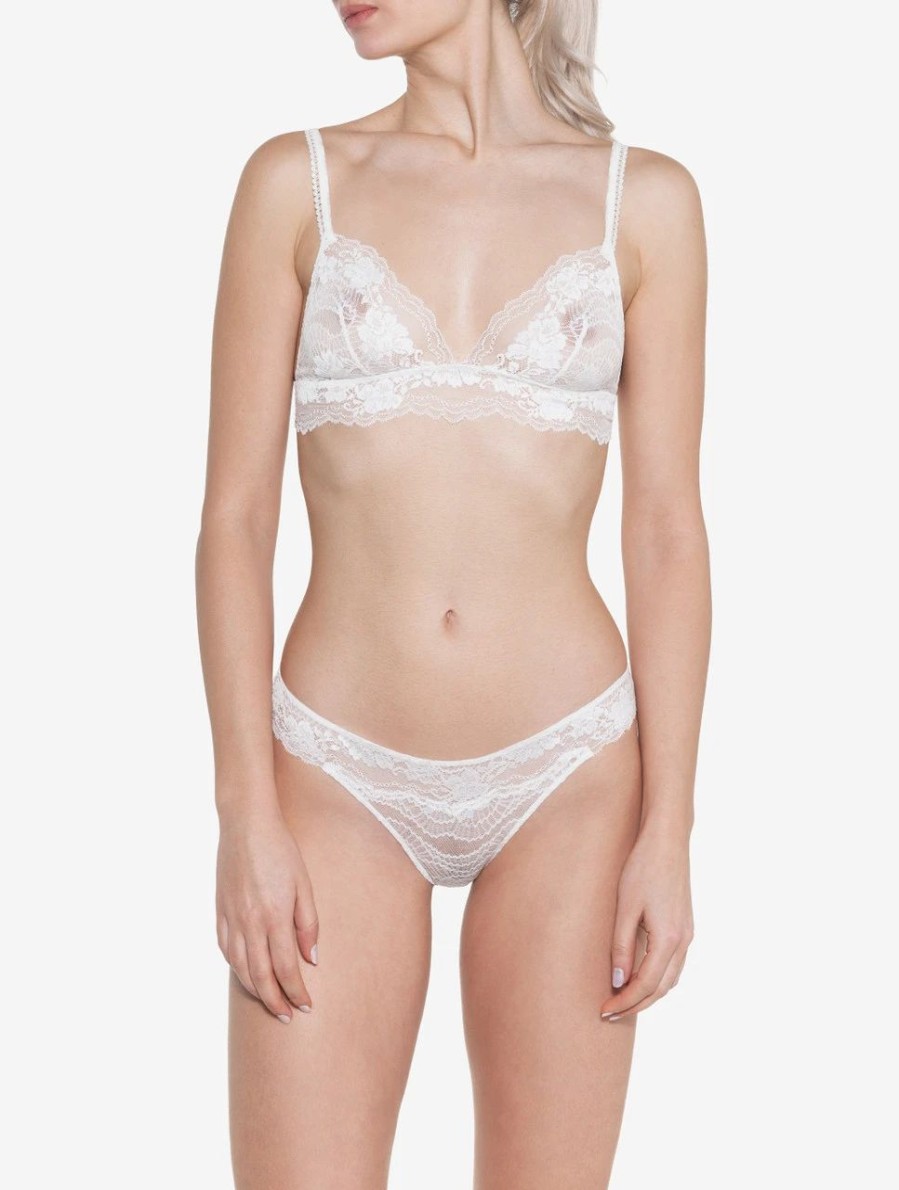 Bras * | L'Unica Donna Leavers Lace Soft Bralette In Off White