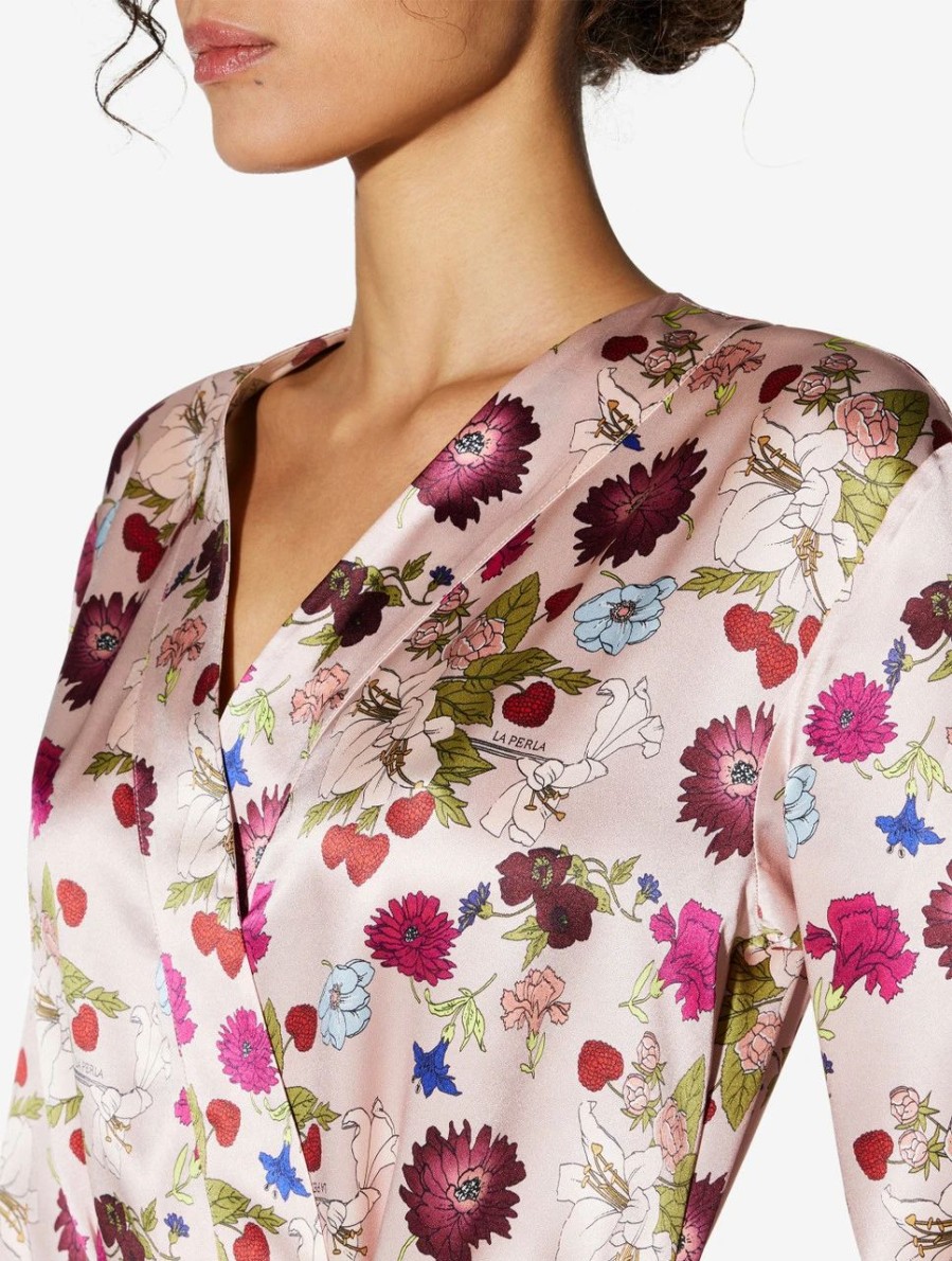 Sleepwear * | Silk Floral Print Long Robe