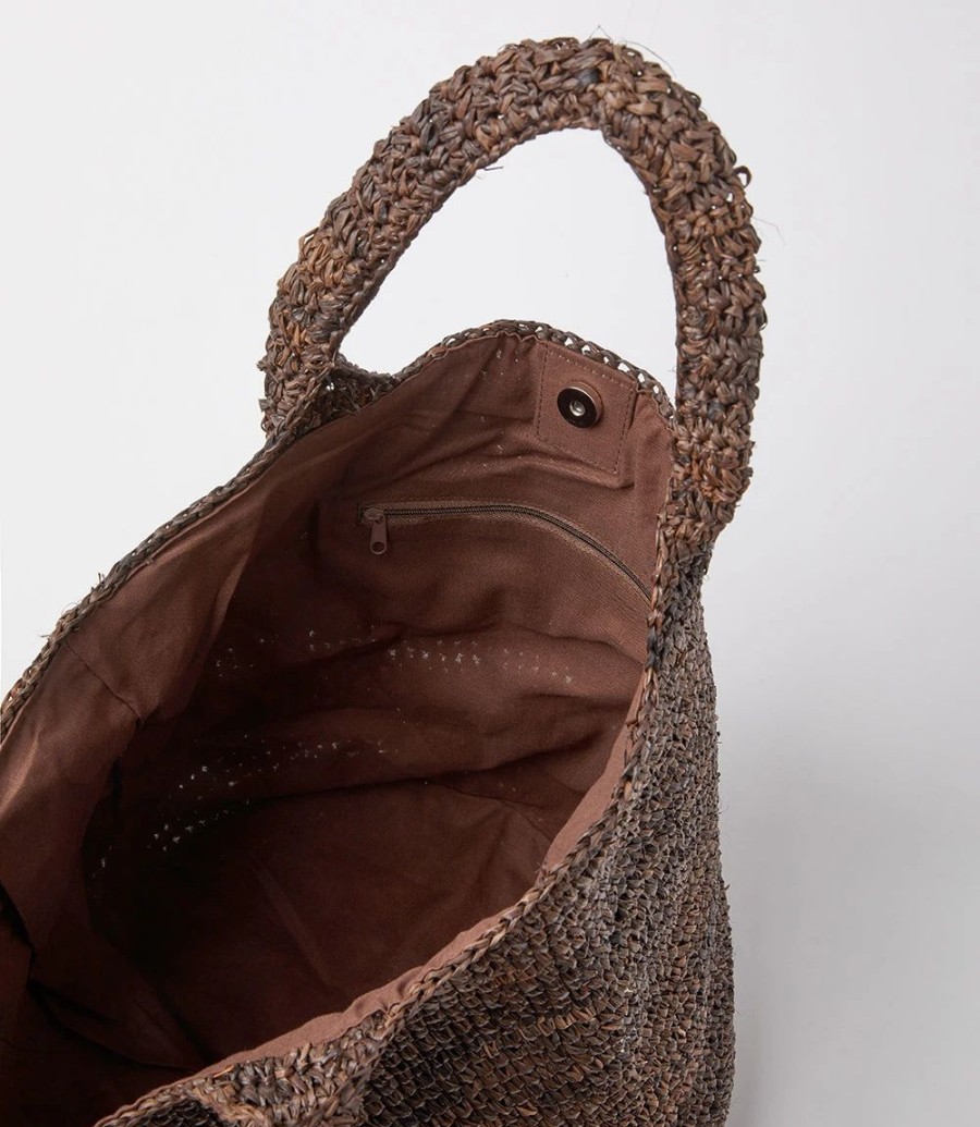 Accessories * | Karen Kane Raffia Tote Bag Brown