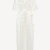 Sleepwear * | Petit Macrame Off-White Long Silk Robe With Macrame