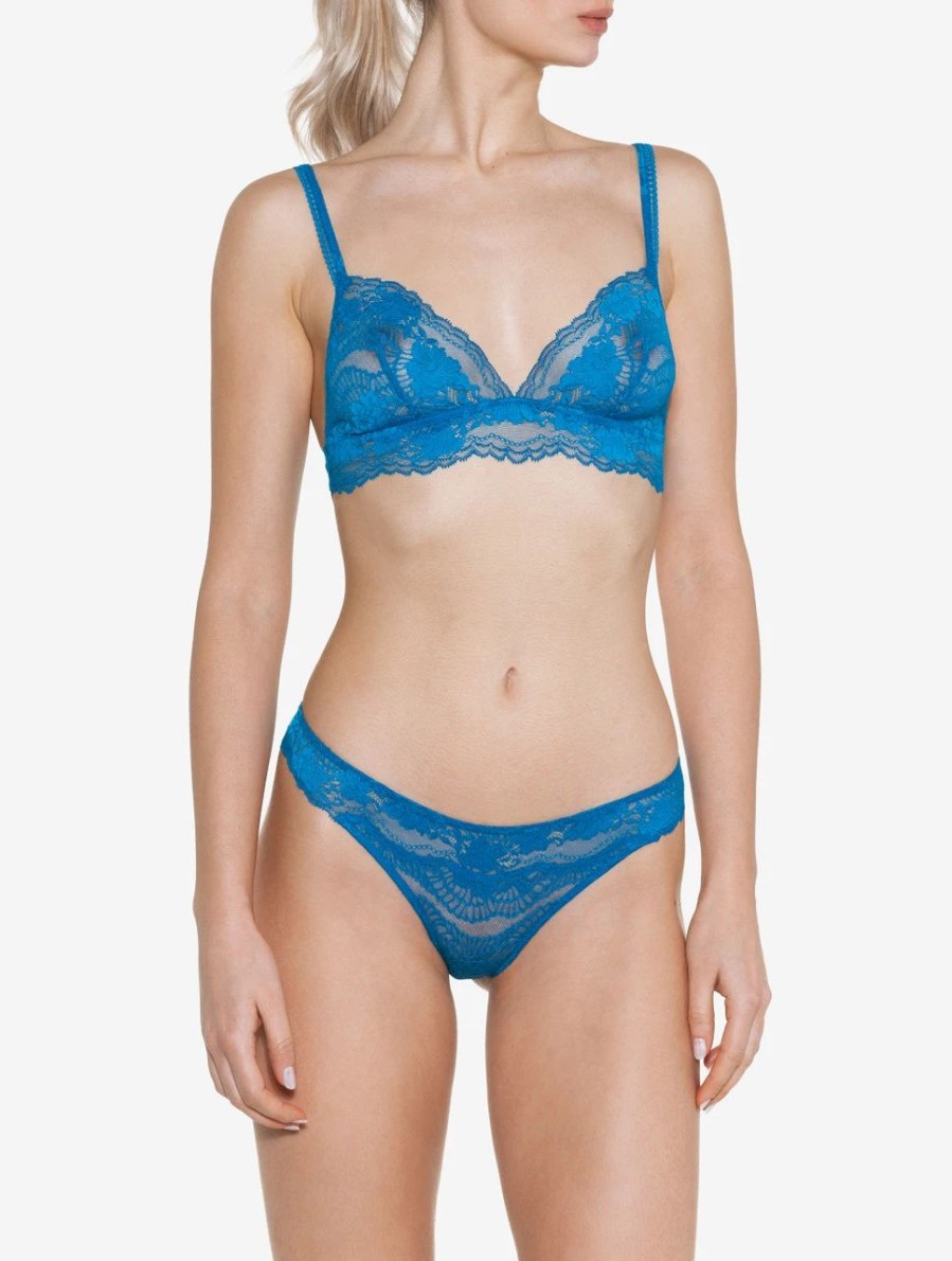 Bras * | L'Unica Donna Leavers Lace Soft Bralette In Teal