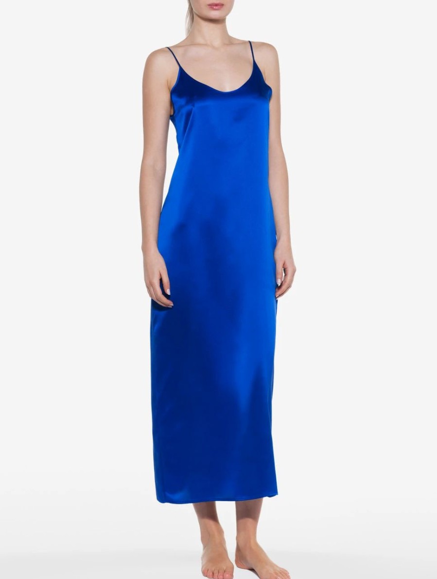 Sleepwear * | Silk Long Slip In Electric Blue