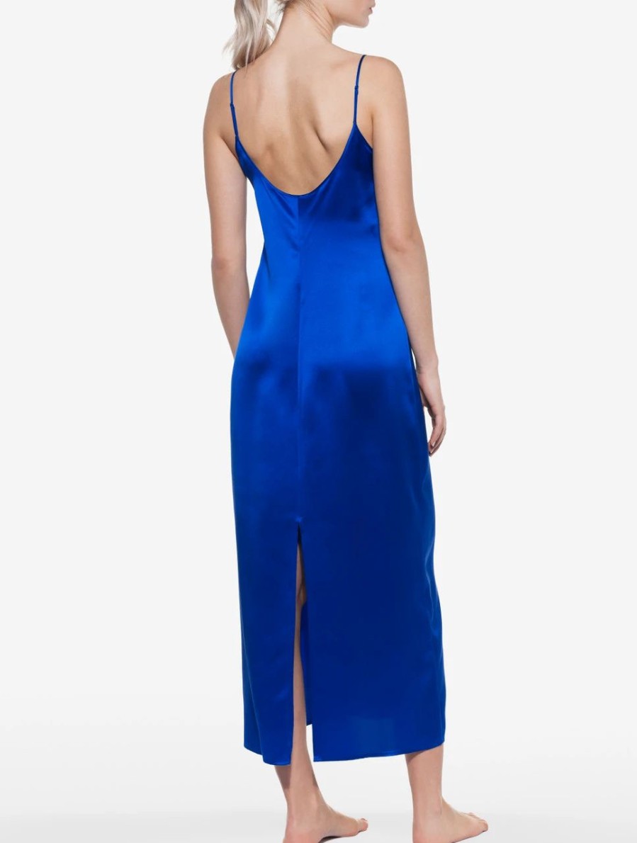 Sleepwear * | Silk Long Slip In Electric Blue