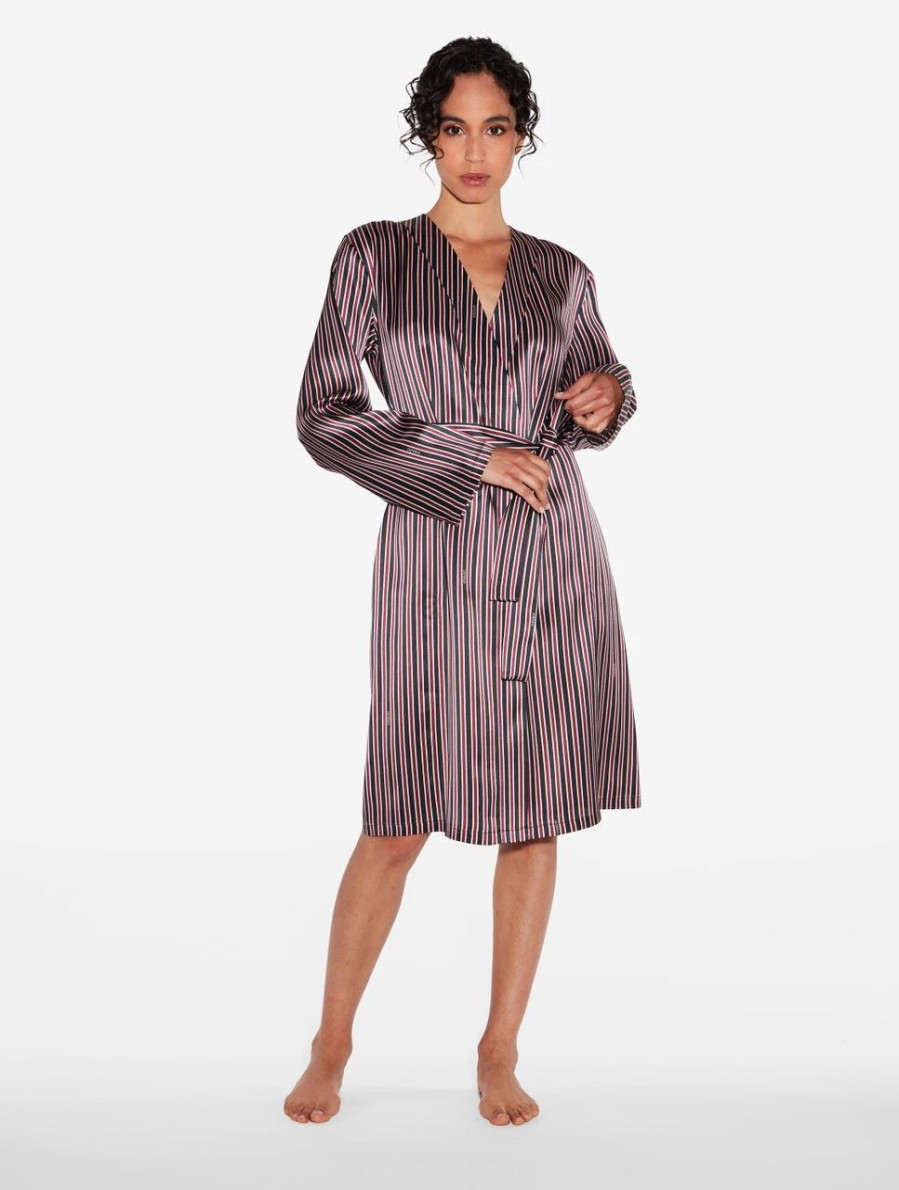 Sleepwear * | Silk Striped Short Robe