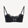 Bras * | Fall In Love Bandeau Bra In Black Silk Georgette With Leavers Lace