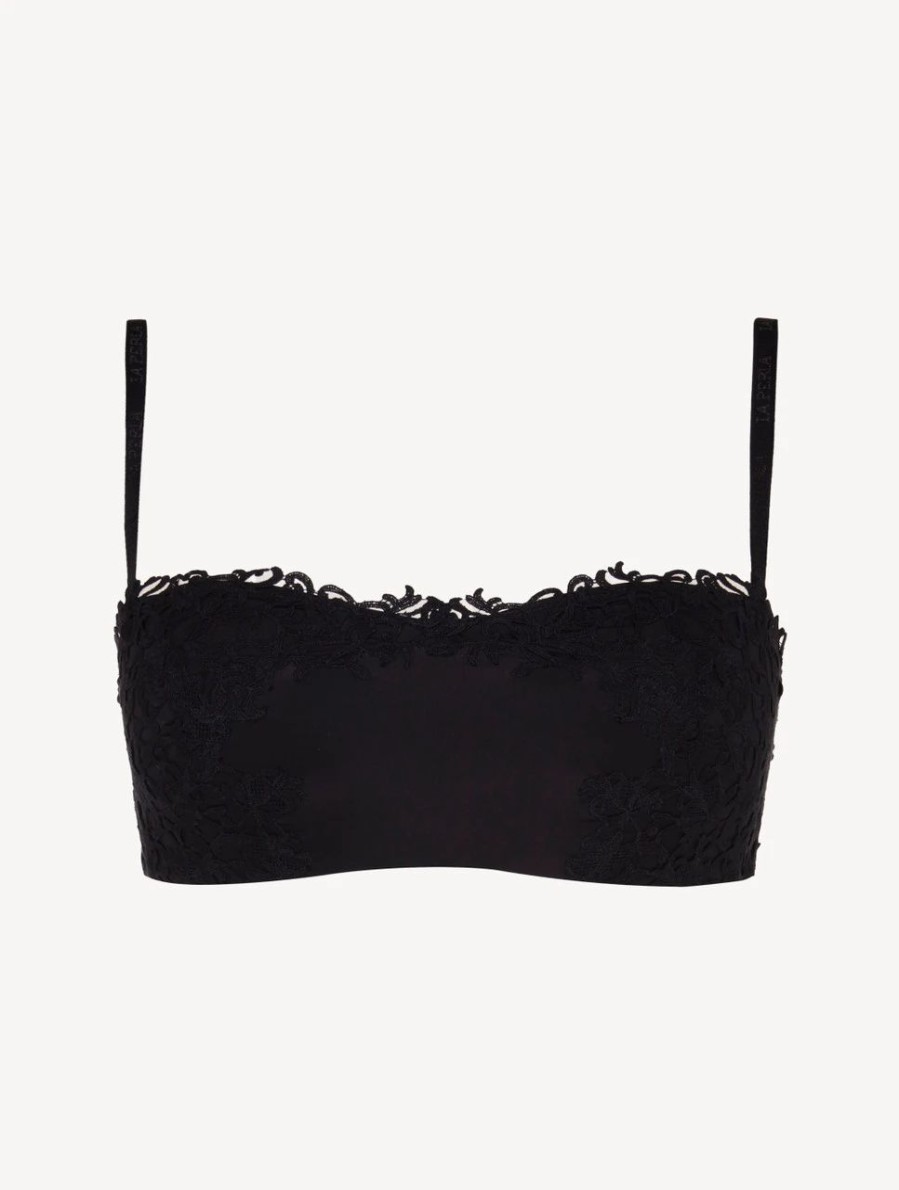 Bras * | Petit Macrame Black Non-Wired Bandeau Bra With Macrame