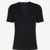 Sleepwear * | Zephyr T-Shirt In Black Modal With Embroidered Tulle