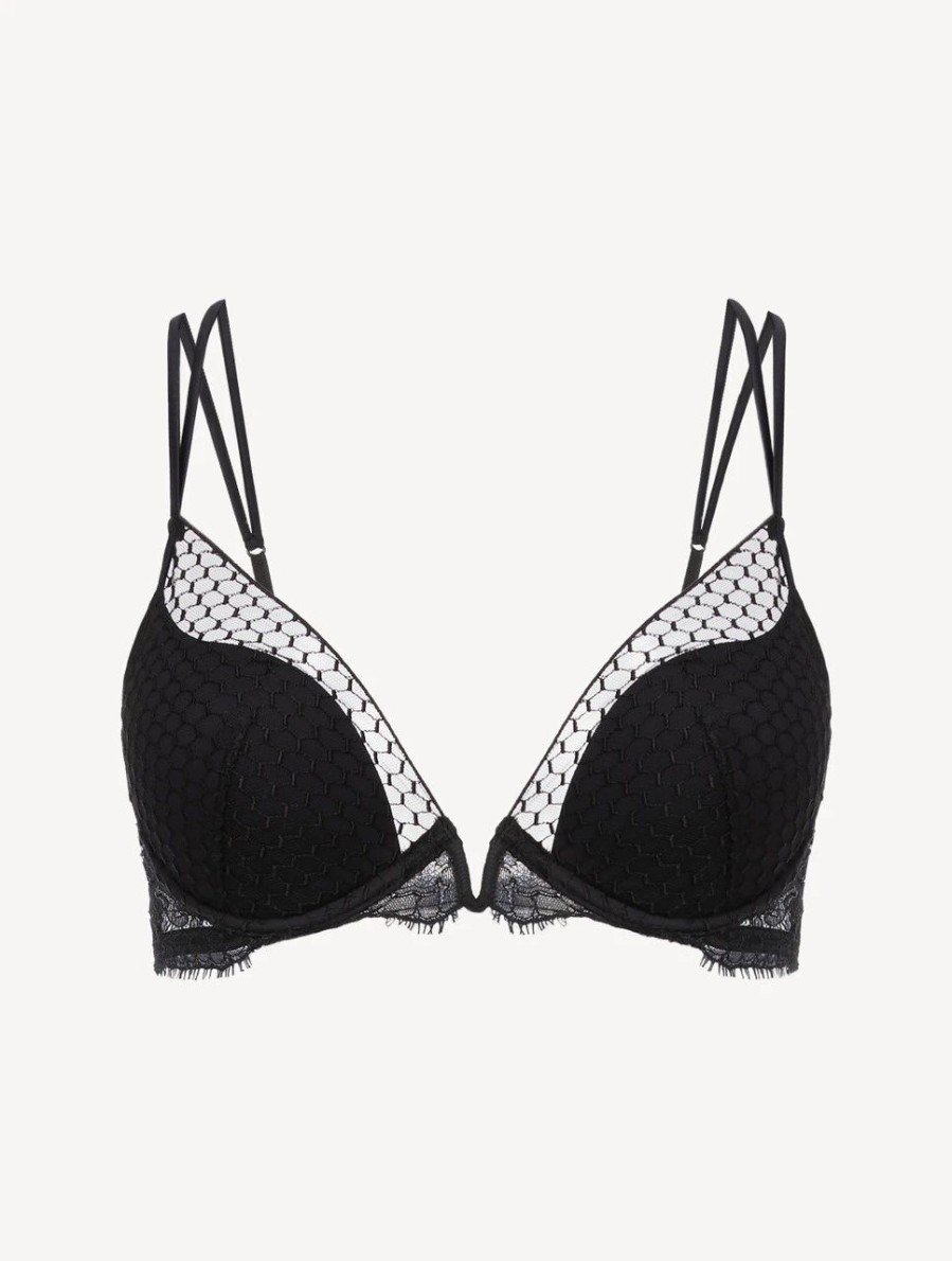 Bras * | Honeycomb Shadows Underwired Push-Up Bra With Leavers Lace