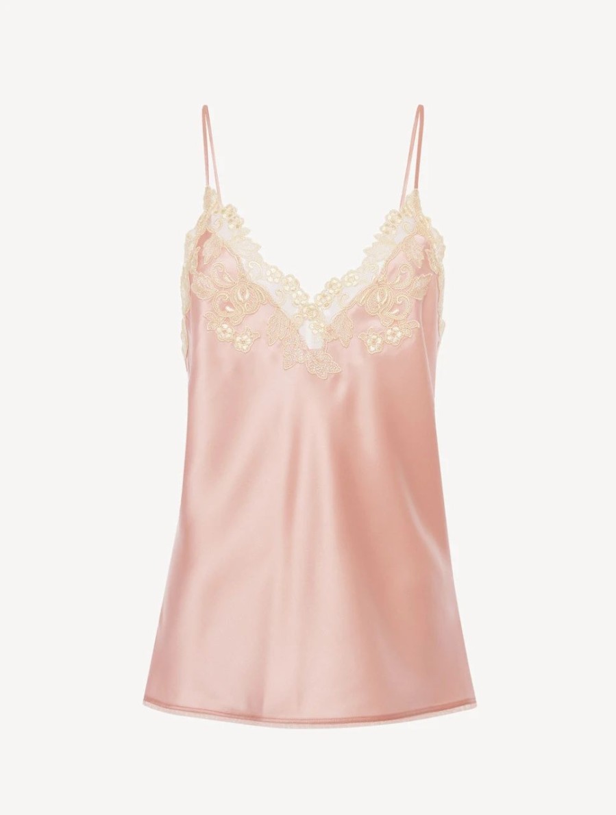 Sleepwear * | Maison Pink Silk Camisole With Frastaglio