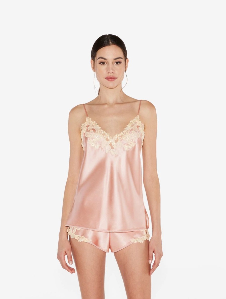 Sleepwear * | Maison Pink Silk Camisole With Frastaglio