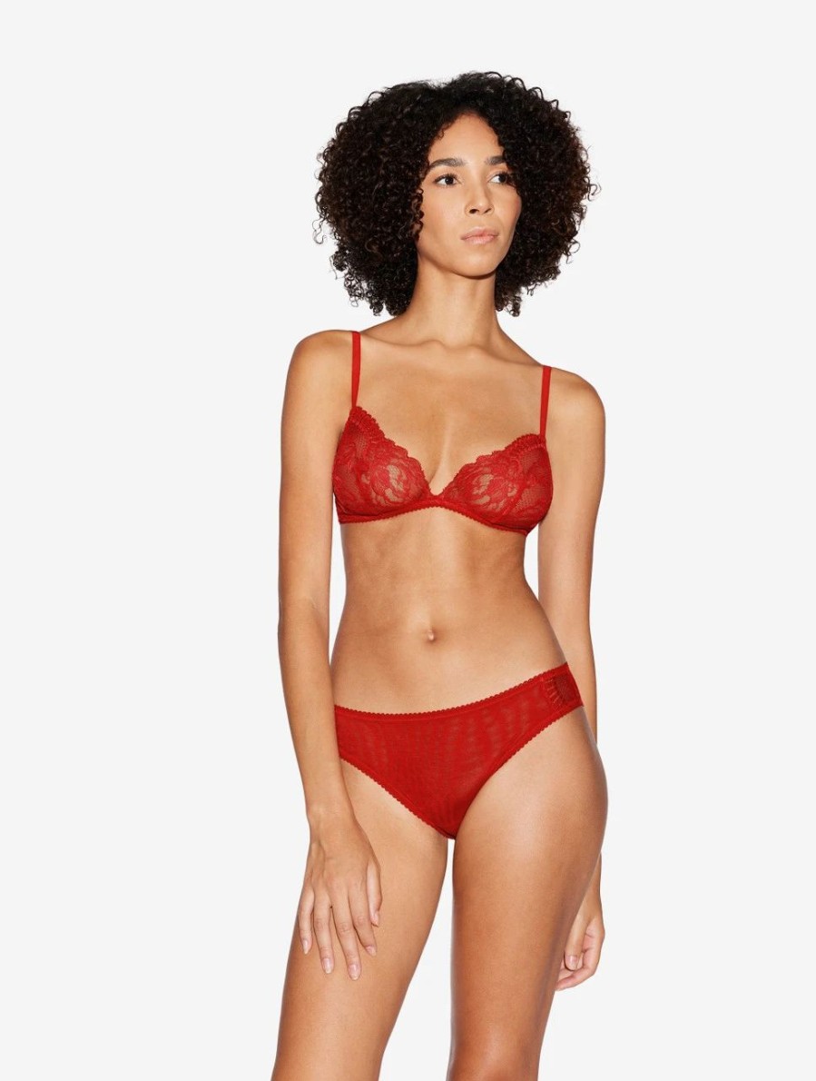 Bras * | Brigitta Red Lace Non-Wired Bra