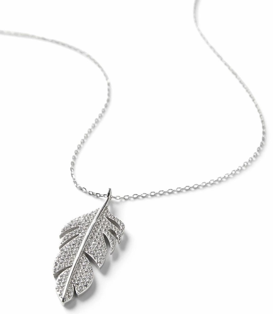 Accessories * | Karen Kane Feather Pendant Necklace Silver