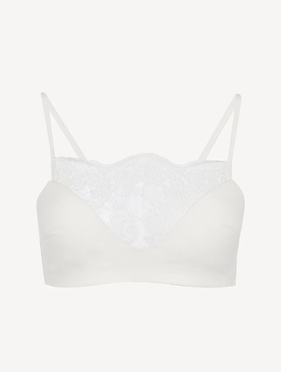 Bras * | Fall In Love Bralette In Off-White Silk Georgette With Leavers Lace