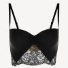 Bras * | Shape-Allure Black Lycra Strapless Brassiere With Chantilly Lace