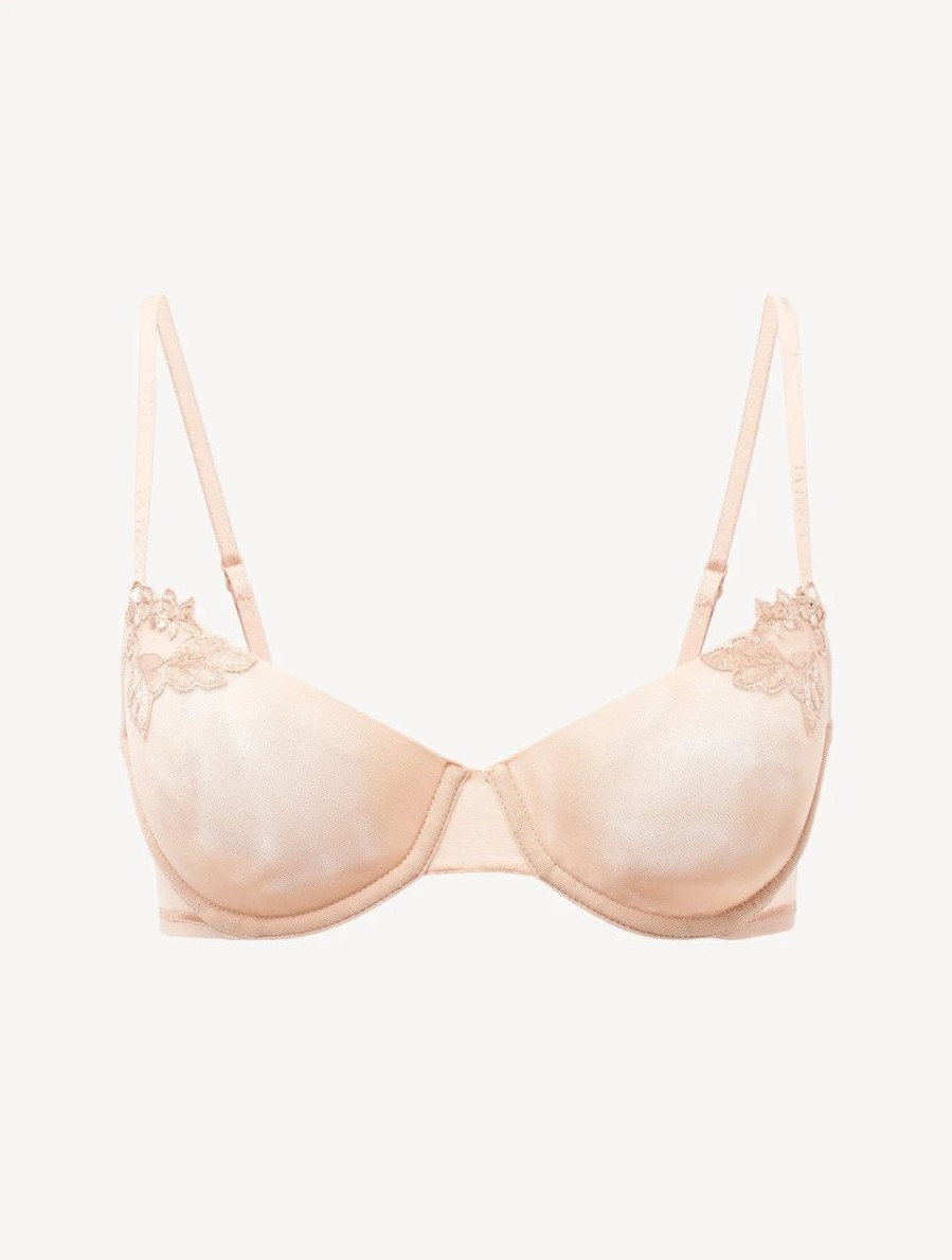 Bras * | Maison Contouring Balconette Bra In Sand Stretch Tulle