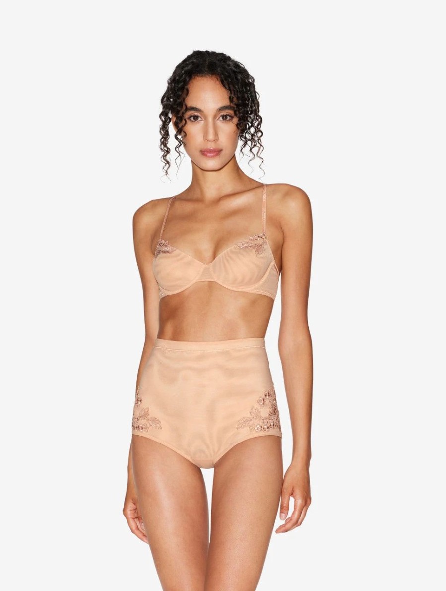 Bras * | Maison Contouring Balconette Bra In Sand Stretch Tulle