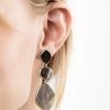 Accessories * | Karen Kane Three Drop Earrings Dark Mother Of Pearl