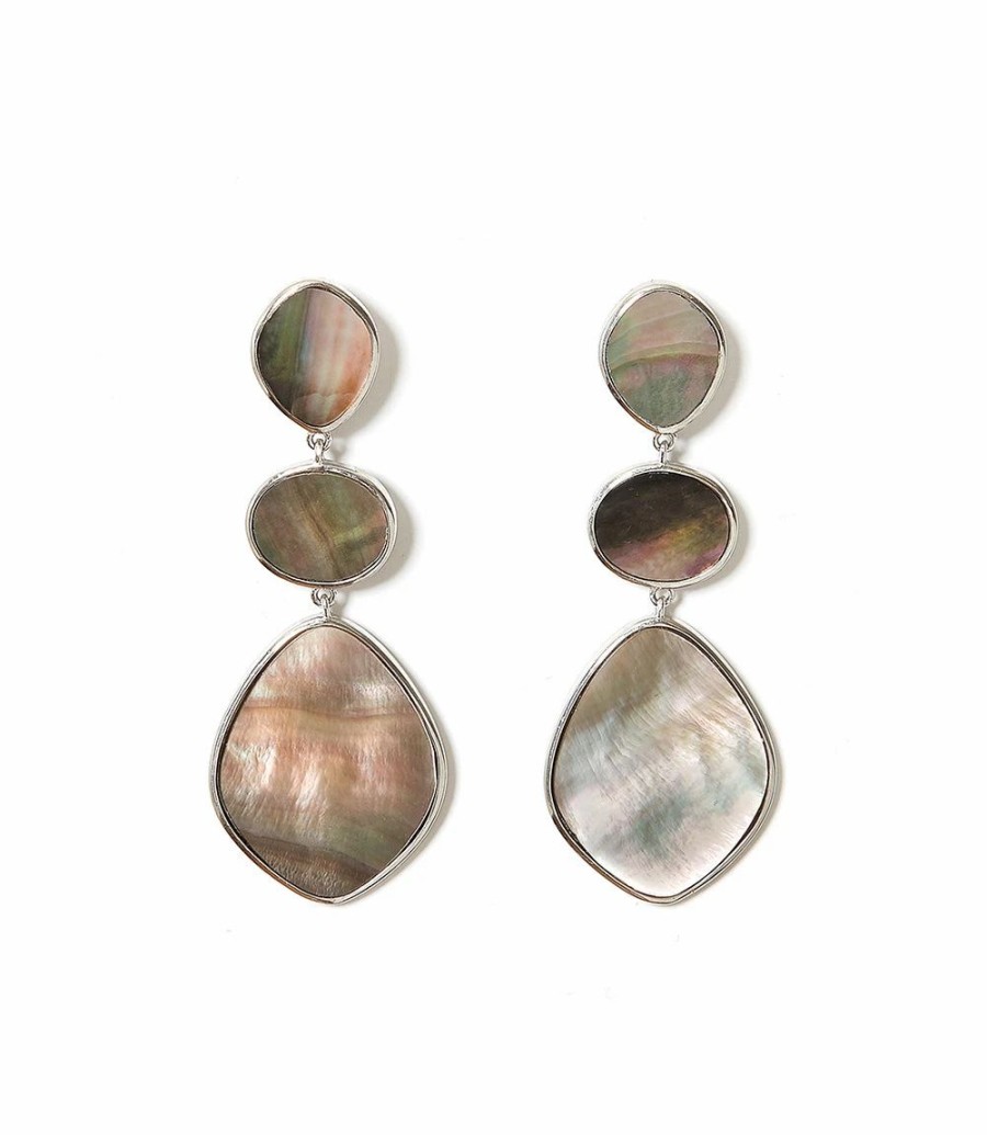 Accessories * | Karen Kane Three Drop Earrings Dark Mother Of Pearl