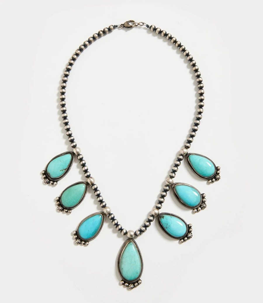 Accessories * | Karen Kane Vintage Sterling Silver Necklace Turquoise