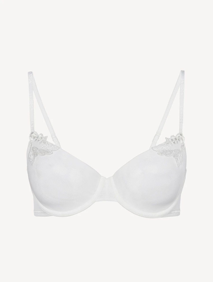 Bras * | Maison Contouring Balconette Bra In Off-White Stretch Tulle