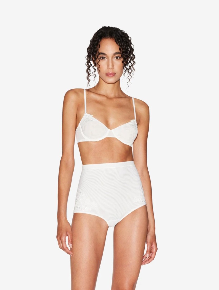 Bras * | Maison Contouring Balconette Bra In Off-White Stretch Tulle