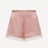 Sleepwear * | Per Lei Silk Shorts With Leavers Lace In Pink