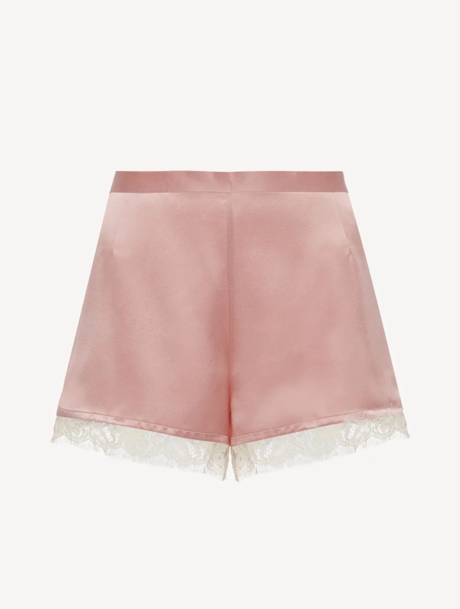 Sleepwear * | Per Lei Silk Shorts With Leavers Lace In Pink