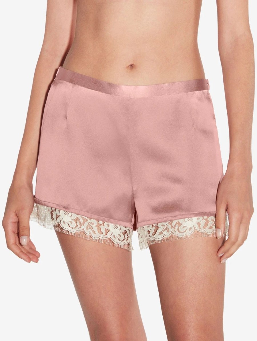 Sleepwear * | Per Lei Silk Shorts With Leavers Lace In Pink