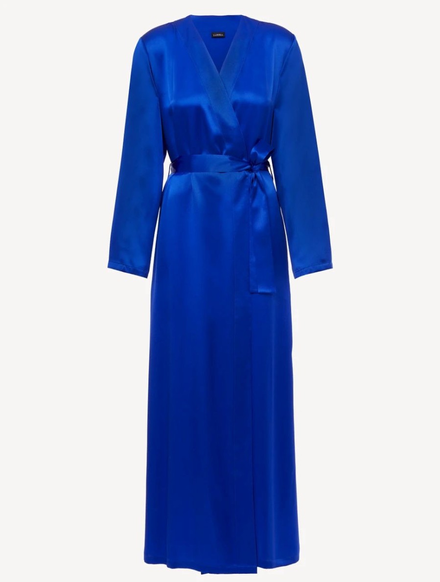 Sleepwear * | Silk Long Robe In Electric Blue