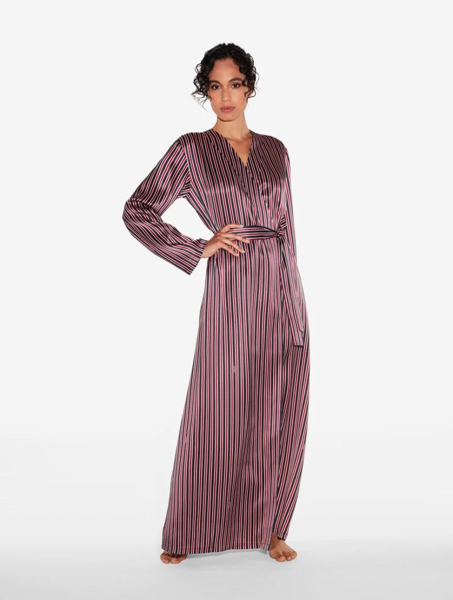 Sleepwear * | Silk Striped Long Robe