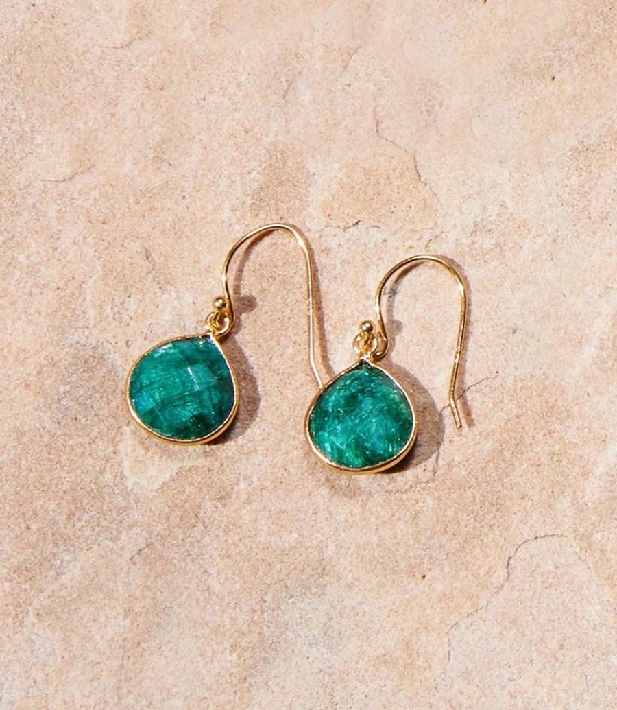 Accessories * | Karen Kane Gemstone Pear Drop Earrings Emerald