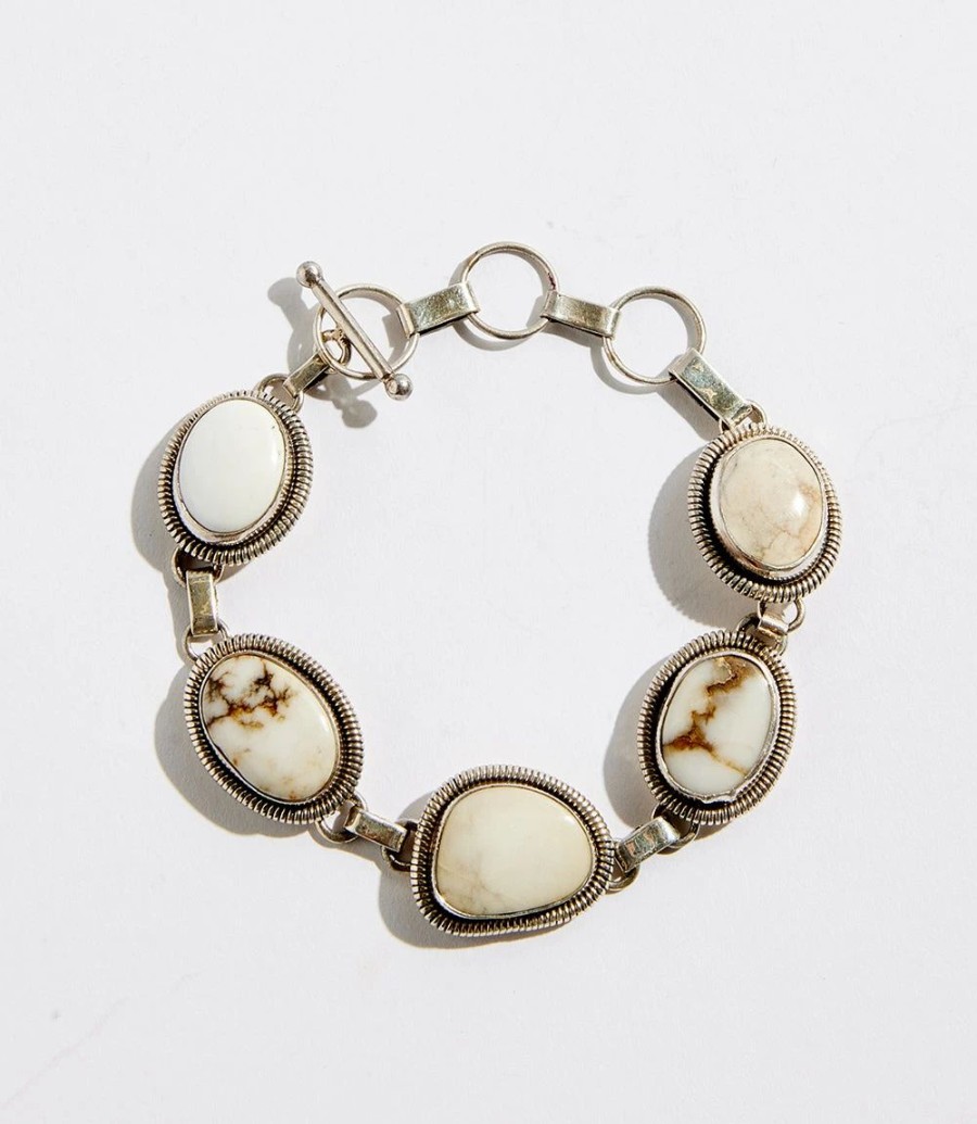 Accessories * | Karen Kane Buffalo Stone Link Bracelet White