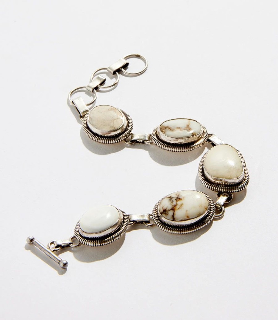 Accessories * | Karen Kane Buffalo Stone Link Bracelet White